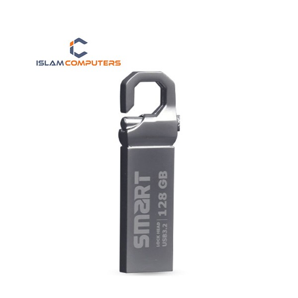 SMART Lock Head 128GB Metal Body USB 3.2 Silver Flash Drive