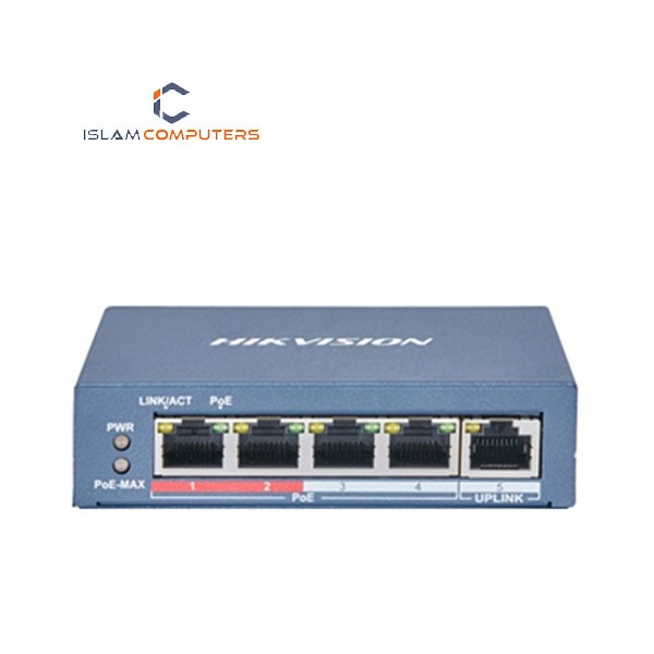 Hikvision DS-3E0105P-E/M(B) 4-Port Port Fast Ethernet Unmanaged POE Switch