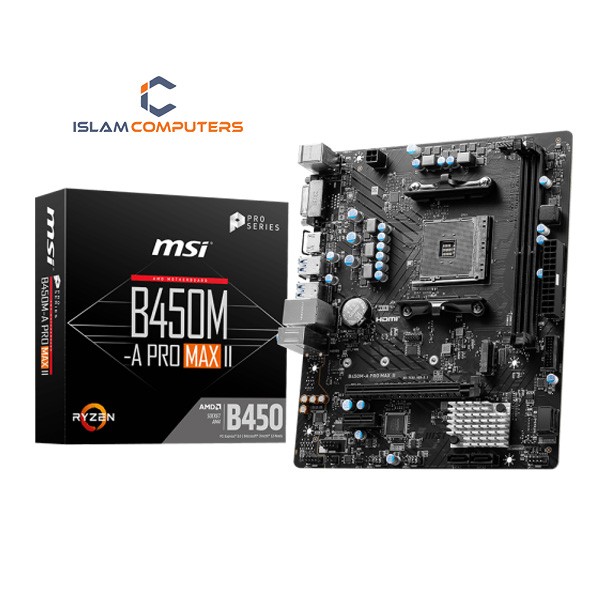 MSI B450M-A PRO MAX II AMD AM4 Motherboard (Ryzen 3rd Gen and 4th Gen processors Support)
