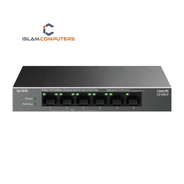 TP-Link LS106LP 6-Port 10/100Mbps Desktop Switch with 4-Port PoE
