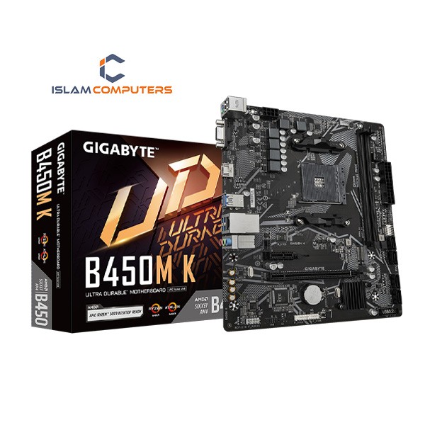 GIGABYTE B450M K AMD AM4 Micro ATX Motherboard (Ryzen 5000/ 5000 G/ 3rd/ 2nd/1st Gen Processors Support)